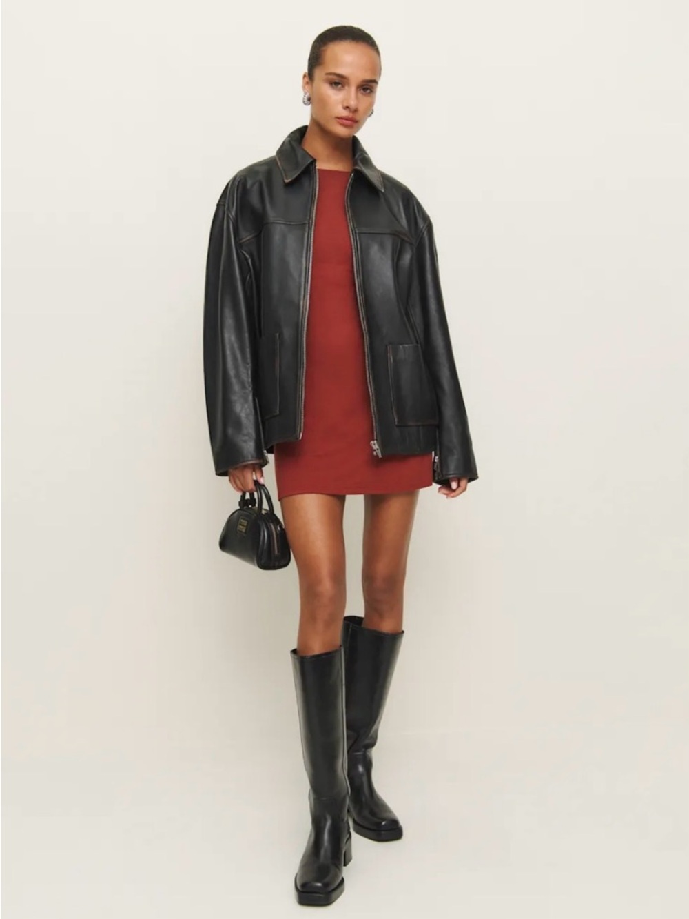 NWT Reformation Veda Bennett Oversized Leather Bomber - Picture 4 of 4